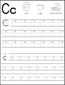 Letter Formation: Path of motion, Tracing, and Keywords to color in