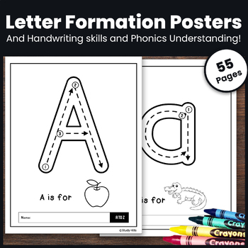 Letter Formation Posters - Beginning Sounds and Handwriting Worksheet NO  PREP