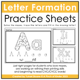 Letter Formation Practice Sheets: Solve, Trace & Print