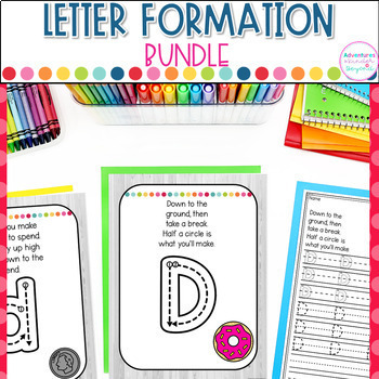 Preview of Letter Formation Practice Sheets With Rhymes Alphabet Tracing Recognition Bundle