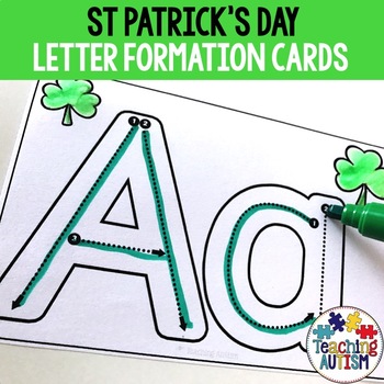 Preview of Letter Formation Task Cards, St Patrick's Day