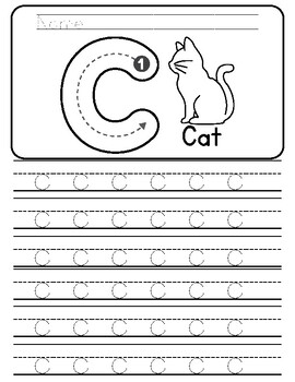 Letter Formation Tracing Worksheet with Phonic Picture by Momma Plus 5