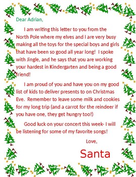 Letter To Santa Template Word