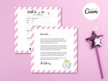 Preview of Letter From The Tooth Fairy, Lost Tooth Receipt, Fully Editable, Instant Downloa