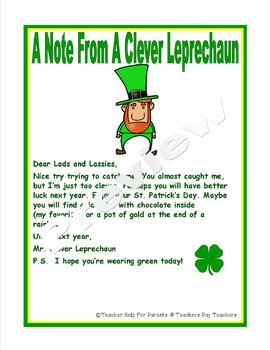 Letter From a Leprechaun for Leprechaun Traps Printable TpT