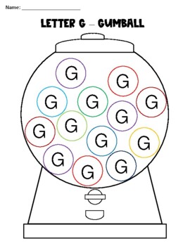 Letter G Gumball Coloring Sheet by IEPs and Coffee Please TpT
