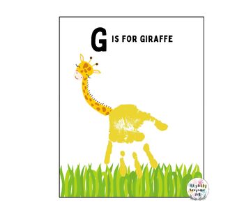Preview of Letter G Handprint Art Craft Printable Template / Alphabet / G is for Giraffe