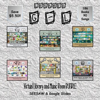 Preview of Letter 'G-L' Virtual Library & Music Room BUNDLE - SEESAW & Google Slides