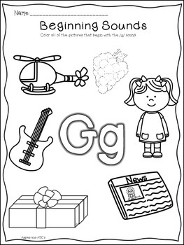 free letter g phonics worksheet for preschool beginning sounds - free ...