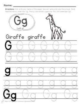 Letter G Practice (giraffe) by High Street Scholar Boutique | TPT