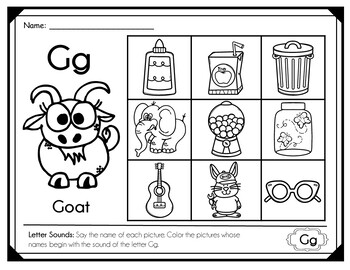 Letter Gg Homework / Alphabet Worksheets (Kindergarten) by The Love of