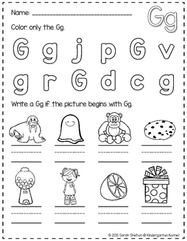 Letter Gg Practice (RTI) by Sarah Shelton | TPT