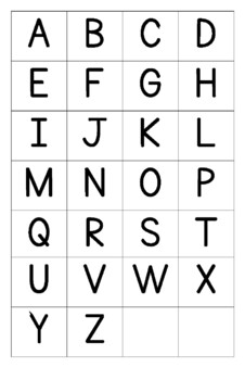 Letter Grid A-Z, lowercase, uppercase and both (11x17 tabloid) by AB Hetzel