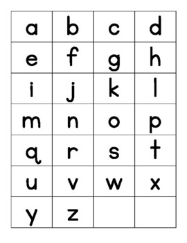 Letter Grid A-Z, lowercase, uppercase and both (8.5x11 letter) by AB Hetzel