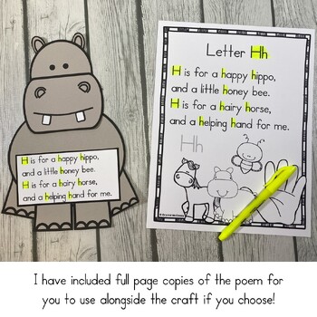 Letter H Alphabet Craft with Alphabet Poem | Letter Hh Alphabet Activity