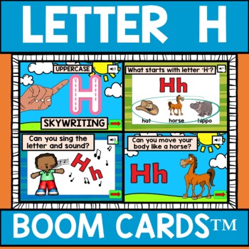 Preview of Letter H Alphabet Name and Beginning Sound BOOM CARDS™ Errorless Movement