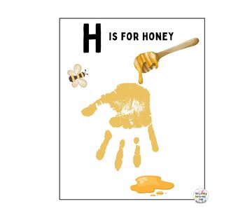 Preview of Letter H Handprint Art Craft Printable Template / Alphabet / H is for Honey