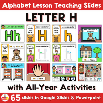 Letter H Lesson, Review and Activity : All Year Alphabet in Google Slides