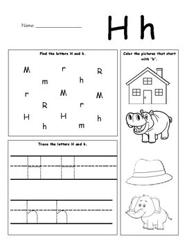 letter h worksheet by alison williams teachers pay teachers