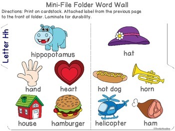 Letter Hh Mini-File Folder Word Wall Activity Pack by Over The MoonBow