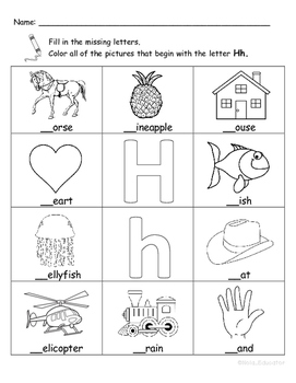 Letter Hh Words Coloring Worksheet by Nola Educator | TpT