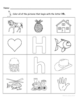 Letter Hh Words Coloring Worksheet by Nola Educator | TpT