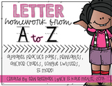 Letter Homework {A to Z} and Tongue Twisters, too!