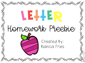 Preview of Letter Homework FREEBIE