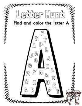 Letter Hunt Find and color the letter by worksheet for you | TPT