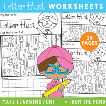 Letter Hunt Worksheets Alphabet by From the Pond | TpT