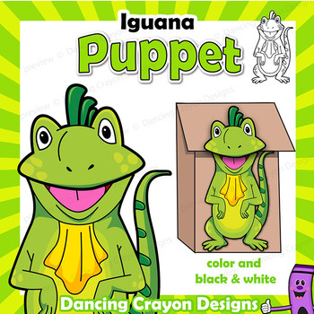 Preview of Letter I Craft Activity | Paper Bag Puppet Iguana