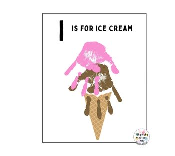Preview of Letter I Handprint Art Craft Printable Template / Alphabet / I is for Ice Cream