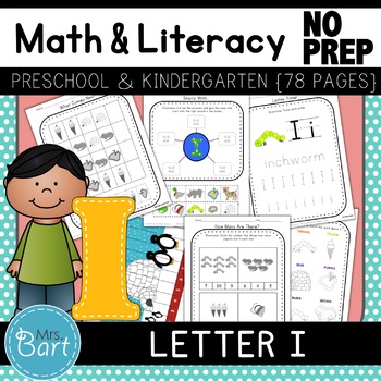 Preview of Letter I Math & Literacy Alphabet Activities NO PREP {Color & BW set included}