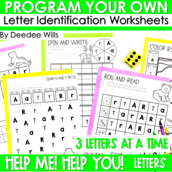 Preview of Letter Identification Intervention Editable & Programmable Worksheets 36 Weeks