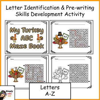Preview of Letter Identification & Pre-writing Skills  Activity Book - Thanksgiving Turkey