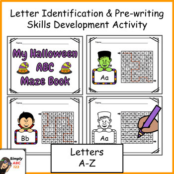 Preview of Letter Identification & Pre-writing Skills Development Activity Book - Halloween