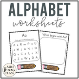 Alphabet Practice Worksheets | Letter Identification and Sounds