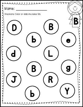 Letter Identification Worksheet for Preschool Kindergarten, Print and ...