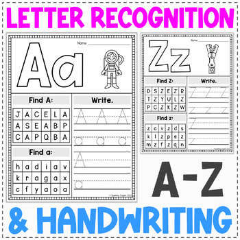 Preview of Letter Recognition and Handwriting Worksheets - Alphabet Review
