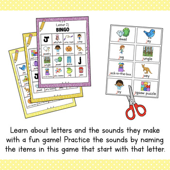 letter j bingo game by simply schoolgirl teachers pay teachers