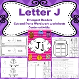 Letter J activities (emergent readers, word work worksheet