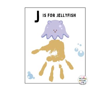 Preview of Letter J Handprint Art Craft Printable Template / Alphabet / J is for Jellyfish