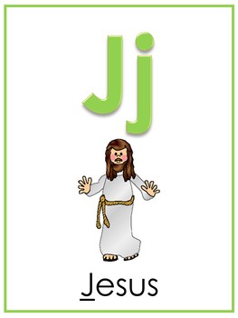 Preview of Letter J Printable Bible Alphabet Poster. Preschool-Kindergarten Phonics.