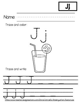 letter j worksheets by conrads kindergarten resources tpt