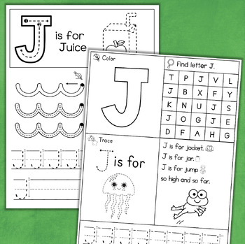 Letter J Worksheets Letter of the Week Activities by Fishyrobb | TPT