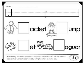 Letter Jj Homework / Alphabet Worksheets (Kindergarten) by ...