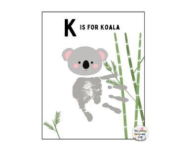 Preview of Letter K Handprint Art Craft Printable Template / Alphabet / K is for Koala