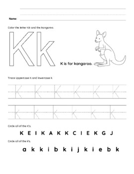 Letter K Packet by Miss Meagans Teaching Tools | TPT