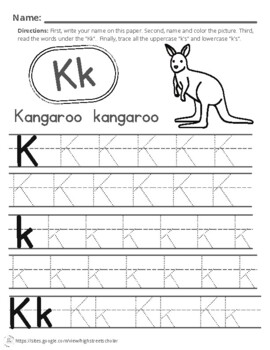 Letter K Practice (7 Practice Worksheets) by High Street Scholar Boutique