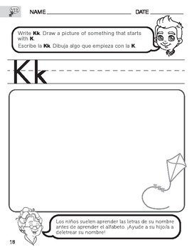 letter k sound worksheet with instructions translated into